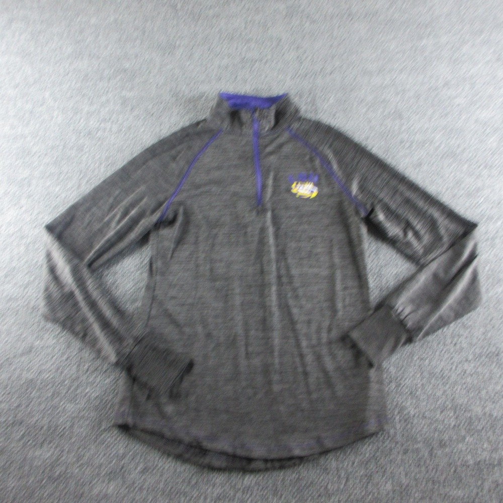 LSU Tigers Shirt Womens Small Gray NCAA Football Colosseum Quarter Zip Pullover